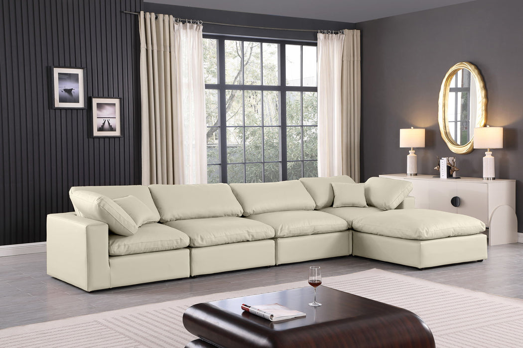 Comfy - 5 Piece Faux Leather Modular Sectional With Chaise - Simple Home Plus