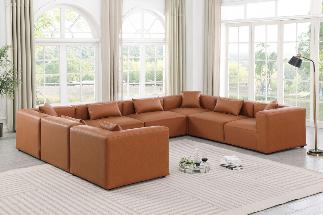 Cube - 8 Piece Modular Sectional - Cognac - Simple Home Plus