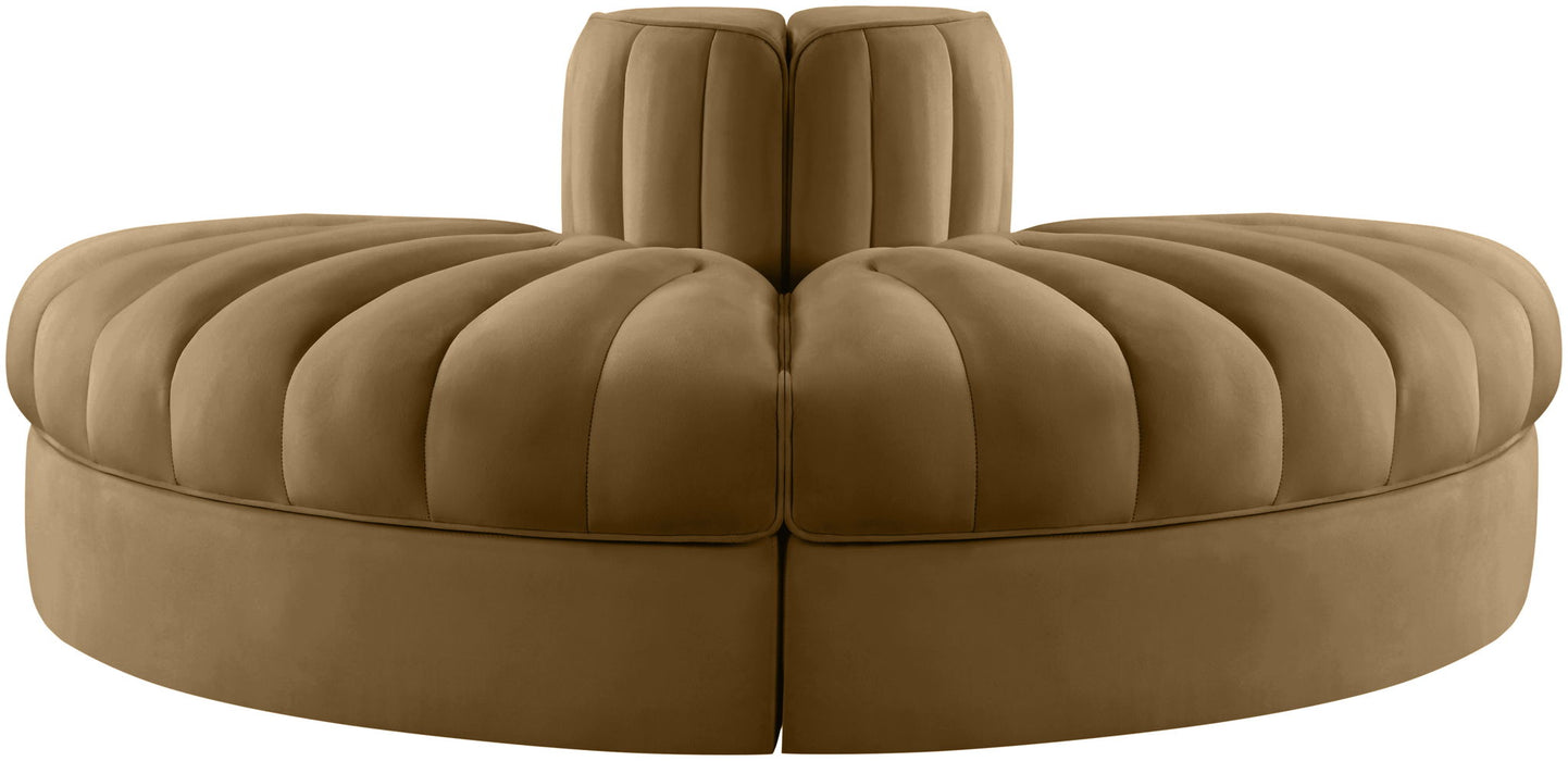 Rummi - Velvet Performance Fabric Upholstered 2 Piece  Rounded Modular Loveseat - Simple Home Plus