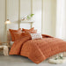 Brooklyn - Cotton Jacquard Queen Comforter Set With Euro Shams and Throw Pillows - Rust - Simple Home Plus