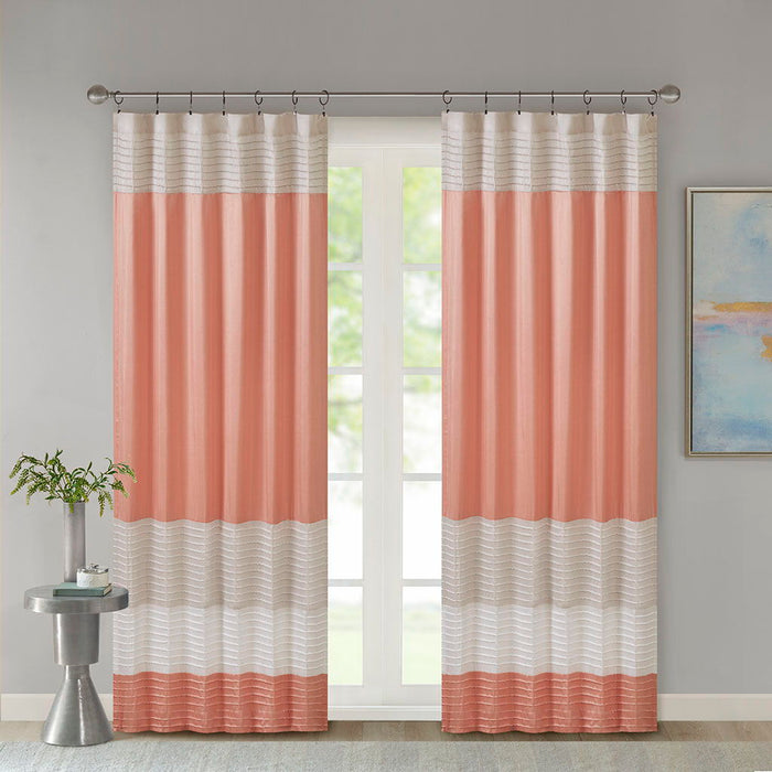 Amherst - Polyoni Pintuck Window Panel - Coral - Simple Home Plus