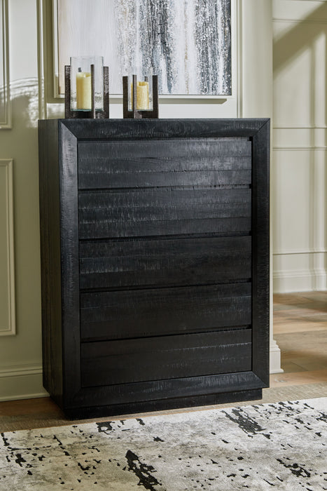 Londer - Black - Five Drawer Chest - Simple Home Plus