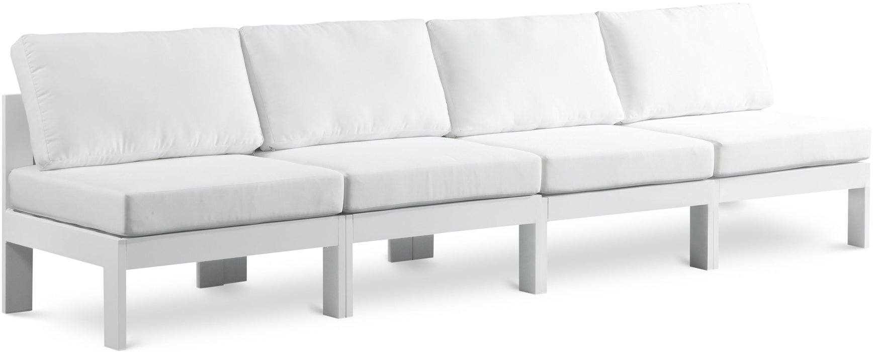 Nizuc - Outdoor Patio 4 Seat Armless Modular Sofa With White Frame - Simple Home Plus