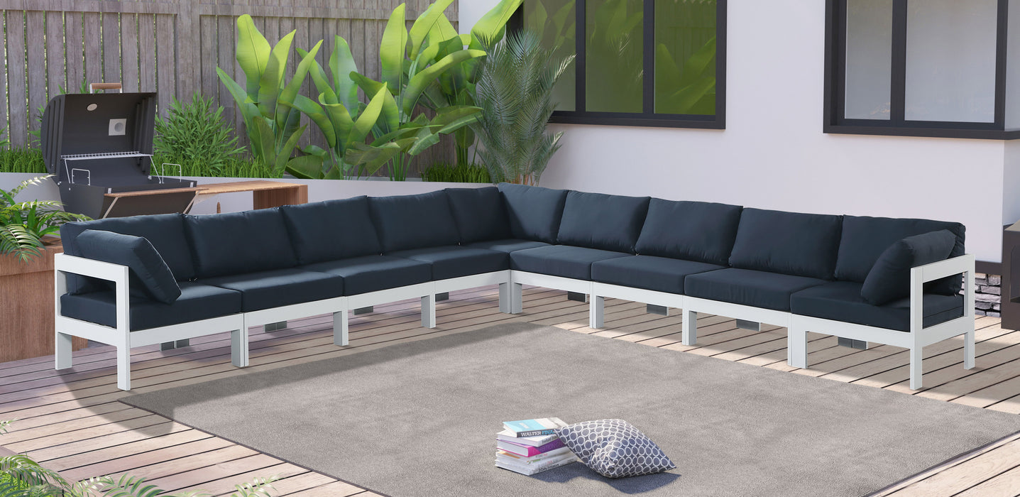 Nizuc - Outdoor Patio 9 Piece Modular Sectional With White Frame - Simple Home Plus