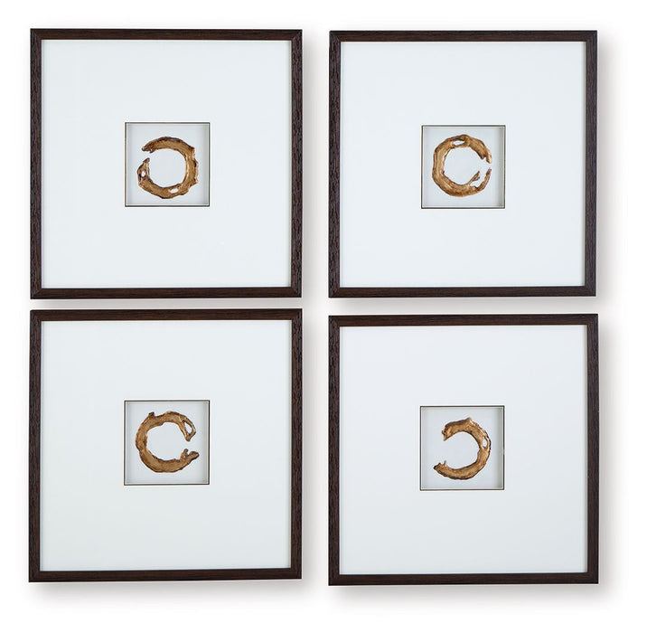 Dallbourne - White / Gold Finish - Wall Art Set (Set of 4) - Simple Home Plus