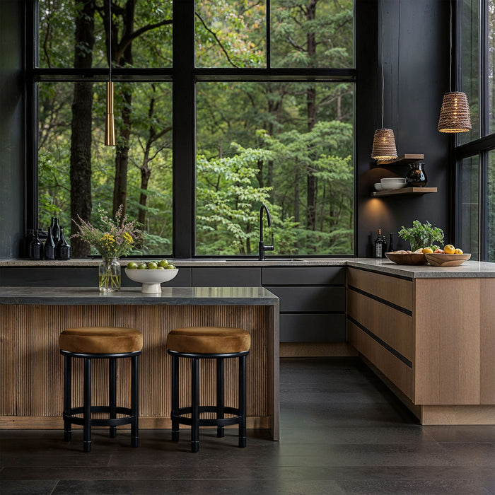 Monette - Counter Stool With Black Base - Simple Home Plus