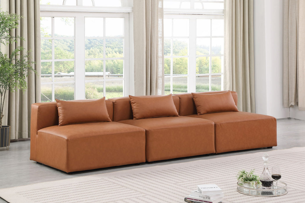 Cube - Modular 3 Piece Armless Sofa - Cognac - Simple Home Plus