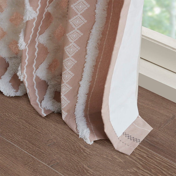 Imani - Printed Window Panel With Stripe And Lining - Blush - Simple Home Plus