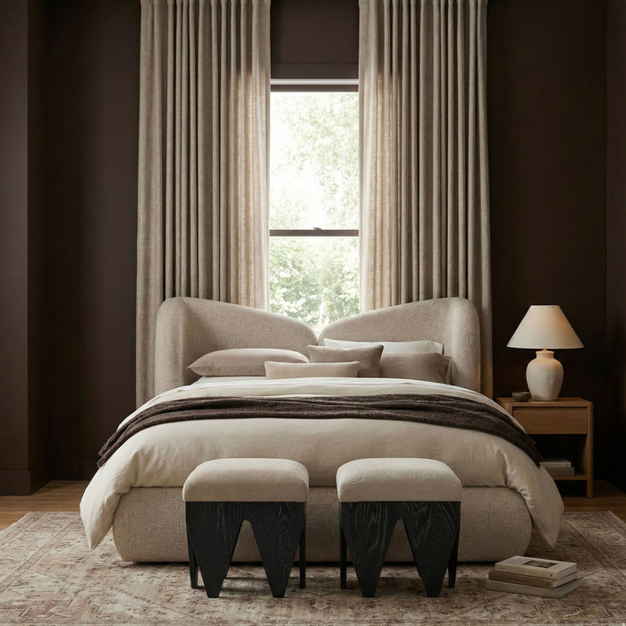 Altair - Fabric Bench - Black Base - Simple Home Plus