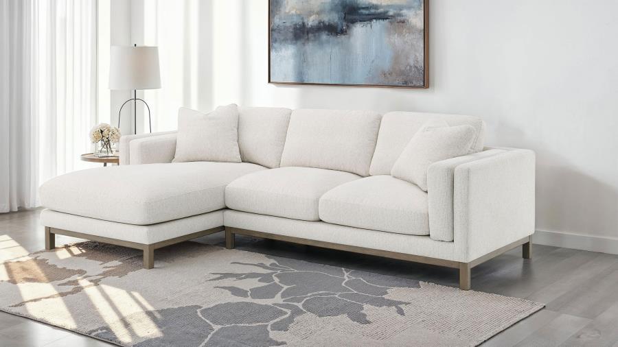 Geneva - Boucle Upholstered Sectional Chaise Sofa - Sand - Simple Home Plus