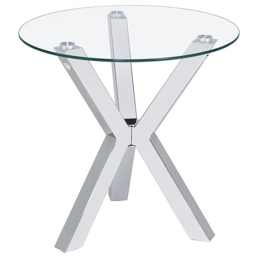 Kenzie - Round Tempered Glass Top Table - Simple Home Plus