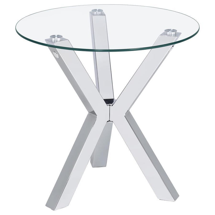 Kenzie - Round Tempered Glass Top Table - Simple Home Plus
