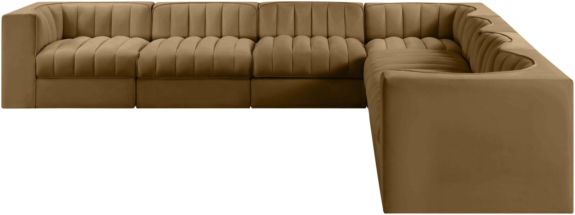 Rummi - Symmetrical Velvet Performance Fabric Upholstered 7 Piece Modular Sectional (With 3 Corner Chairs) - Simple Home Plus
