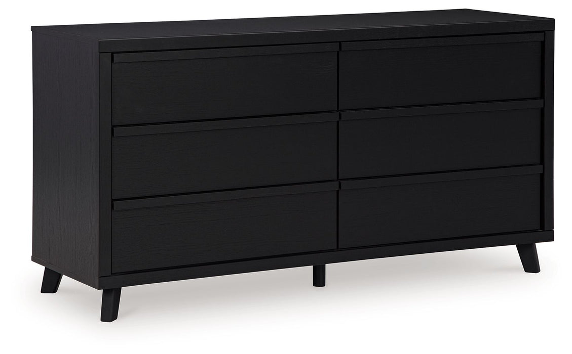 Danziar - Black - Six Drawer Dresser - Simple Home Plus