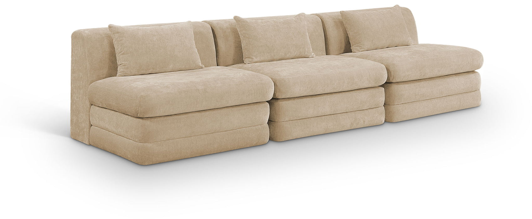 Stellar - 3 Piece 114" Upholstered Modular Armless Sofa - Simple Home Plus