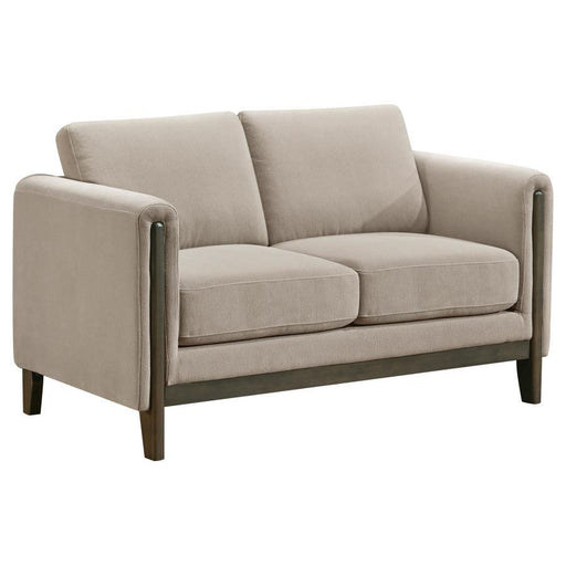 Islington - Fabric Upholstered Panel Arm Loveseat - Taupe - Simple Home Plus