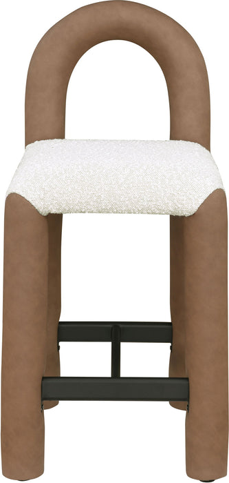 Amari - Vegan Leather and Boucle Fabric Stool - Simple Home Plus