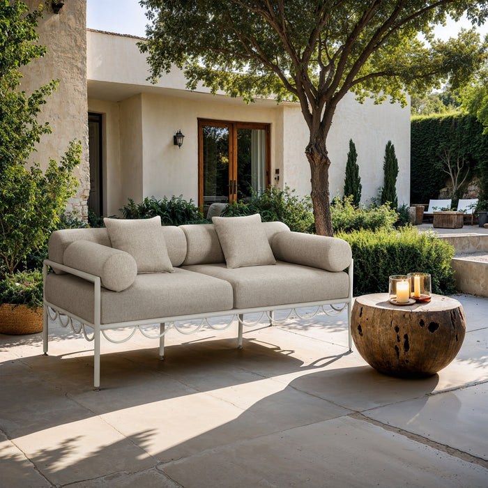 Portofino - Resilient Water Repellent Fabric 69.75" Upholstered Outdoor Patio Loveseat - Simple Home Plus