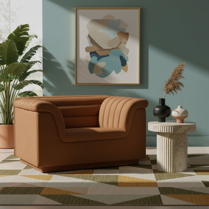 Cascade - Velvet Chair - Saddle - Simple Home Plus