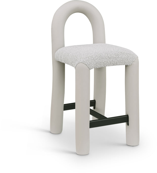 Amari - Vegan Leather and Boucle Fabric Stool - Simple Home Plus