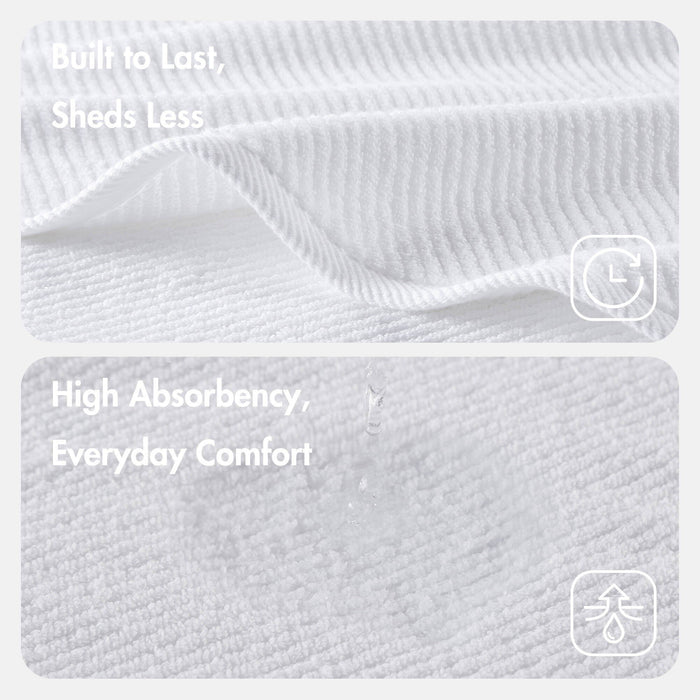 Diagonal Ribbed - 6 Piece Washcloths Set - White - Simple Home Plus