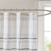 Nea - Printed Shower Curtain With Trims - Off White / Gray - Simple Home Plus