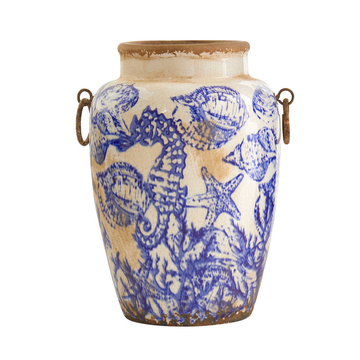 10.5" Nautical Ceramic Urn Vase