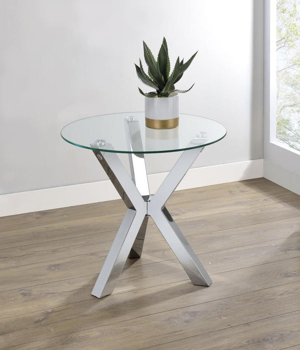 Kenzie - Round Tempered Glass Top Table - Simple Home Plus