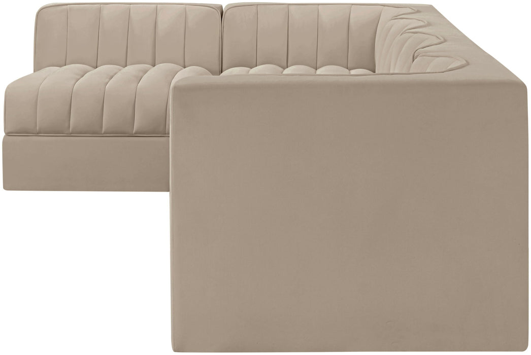 Rummi - Velvet Performance Fabric Upholstered 5 Piece Modular Sectional, L-Shaped (Right) - Simple Home Plus