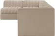 Rummi - Velvet Performance Fabric Upholstered 5 Piece Modular Sectional, L-Shaped (Right) - Simple Home Plus