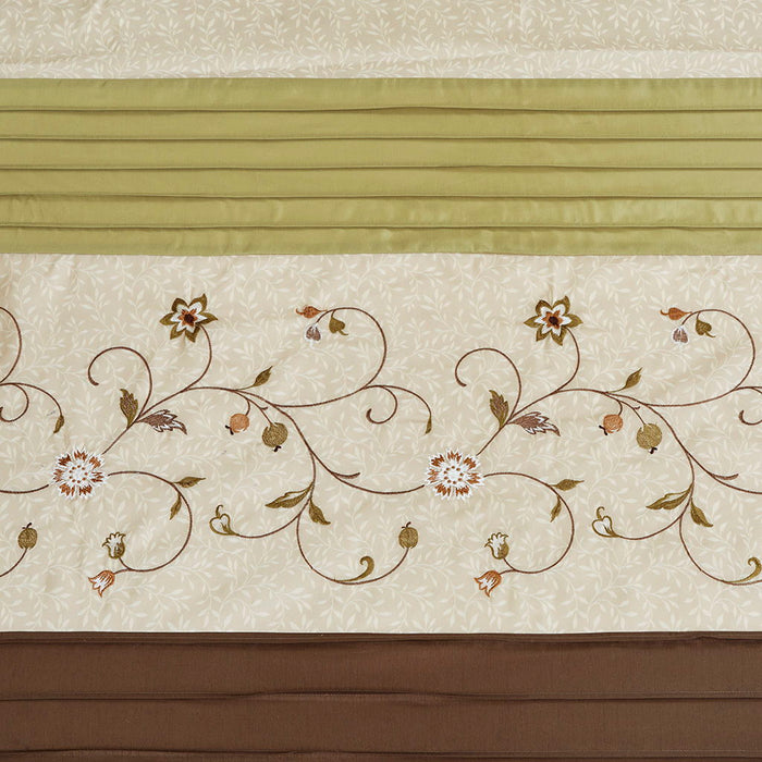 Serene - Embroidered Floral Shower Curtain - Green - Simple Home Plus