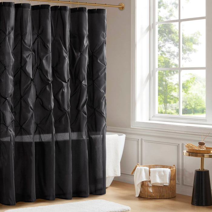 Laurel - Tufted Semi-Sheer Shower Curtain - Black - Simple Home Plus