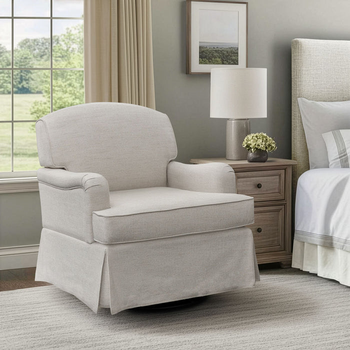 Melody - One Size Swivel Glider Skirted Armchair - Cream - Simple Home Plus