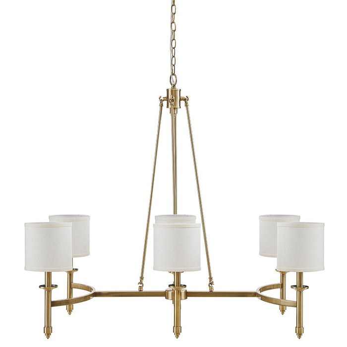 Elegenza - 6-Light Chandelier With Fabric Drum Shades - Antique Gold - Simple Home Plus