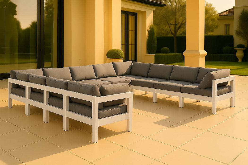 Nizuc - Outdoor Patio 11 Piece Modular Sectional With White Frame - Simple Home Plus