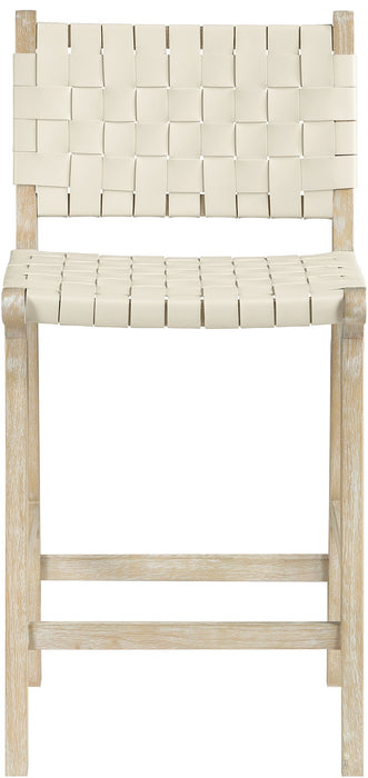 Entwine - Vegan Leather Upholstered Counter Stool - Painted Natural - Simple Home Plus