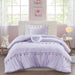 Tessa - 3 Piece Twin Tassel Comforter Set With Heart Shaped Throw Pillow - Lavender - Simple Home Plus