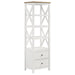 Hollis - 4-Shelf Wood Media Tower With Drawers - Brown And White - Simple Home Plus