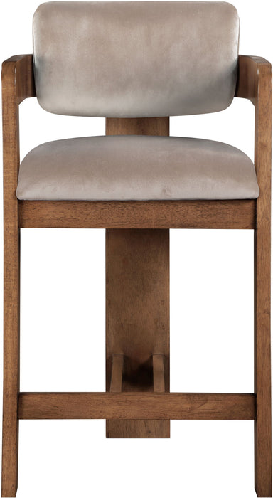 Sacha - Velvet Stool With Brown Base - Simple Home Plus