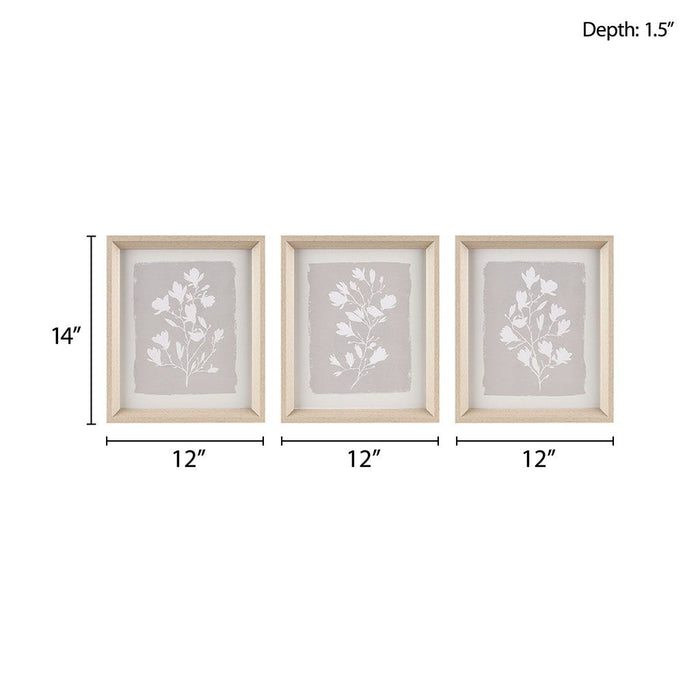 Fair Florets - Printed Framed Graphic (Set of 3) - Beige