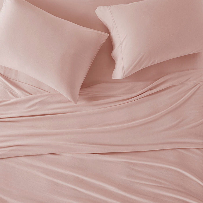 Blend Jersey Knit - 3 Piece Twin All Season Sheet Set - Blush
