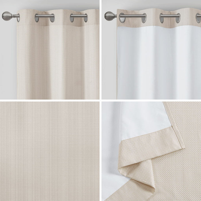 Galen - Basketweave Room Darkening Window Panel Pair - Ivory - Simple Home Plus