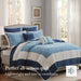 Attingham - King/California King 7 Piece Quilt Set With Euro Shams And Throw Pillows - Navy - Simple Home Plus