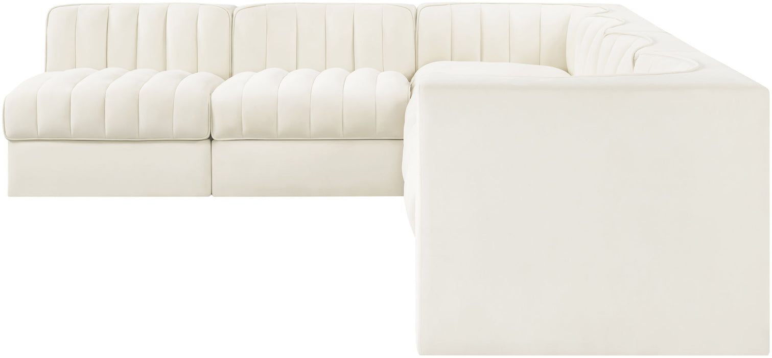 Rummi - Velvet Performance Fabric Upholstered 6 Piece Modular Sectional (With 3 Corner Chairs) - Simple Home Plus