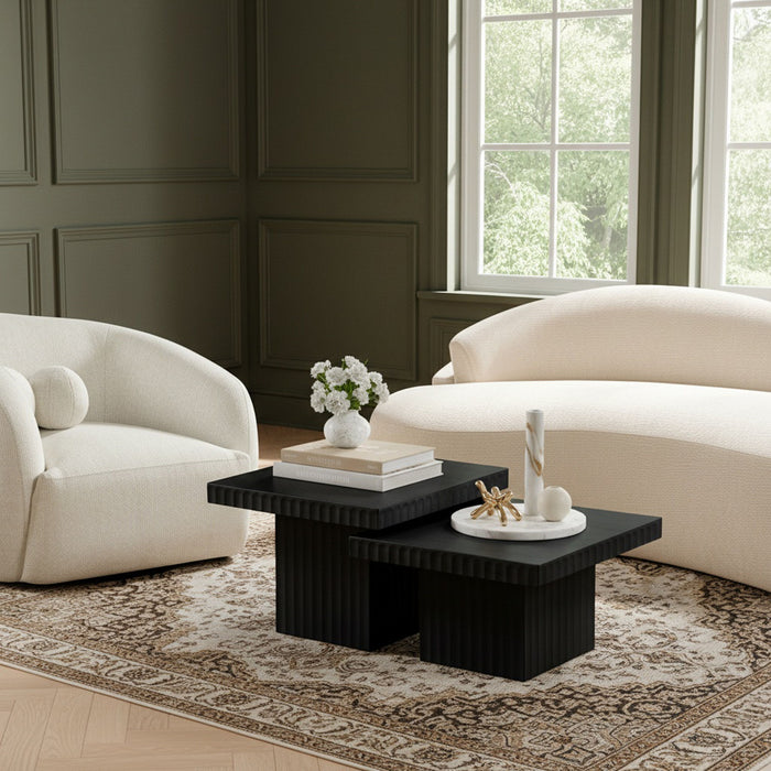 Spencer - 15" Oak Veneer 2 Piece Coffee Table - Simple Home Plus