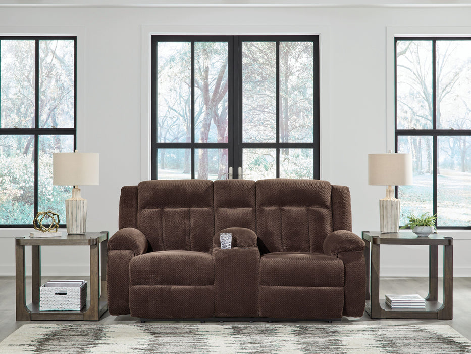 Free Wake - Chocolate - Double Relcining Power Loveseat With Console - Simple Home Plus