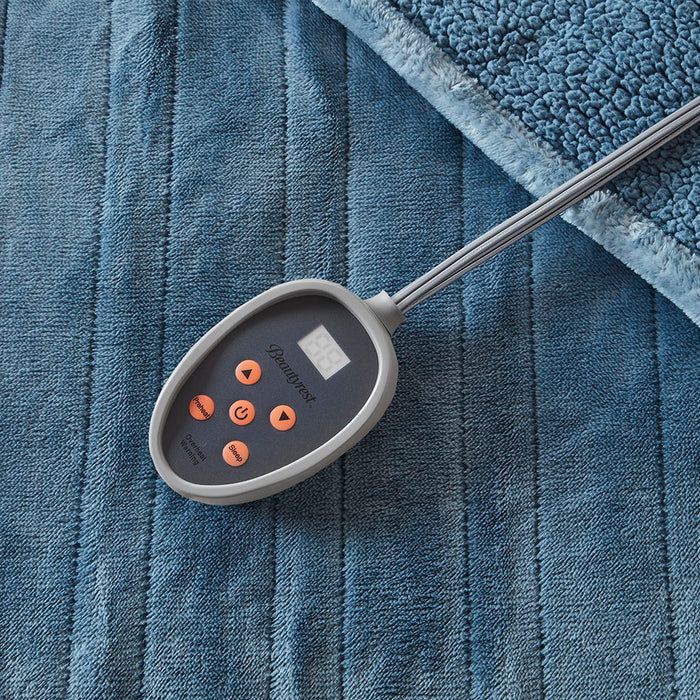Heated Microlight To Berber - Full Blanket - Blue