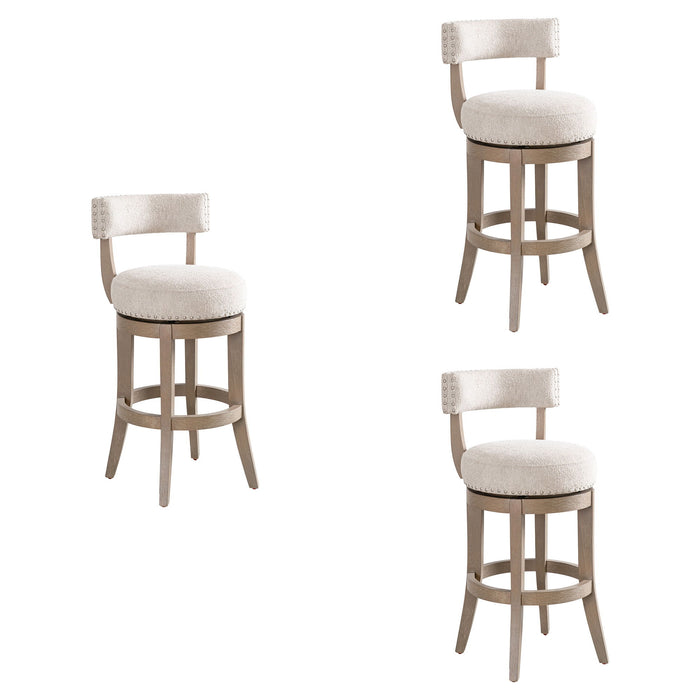 Mystic - Solid Wood Upholstered 30" Bar Height Swivel Barstool - Simple Home Plus