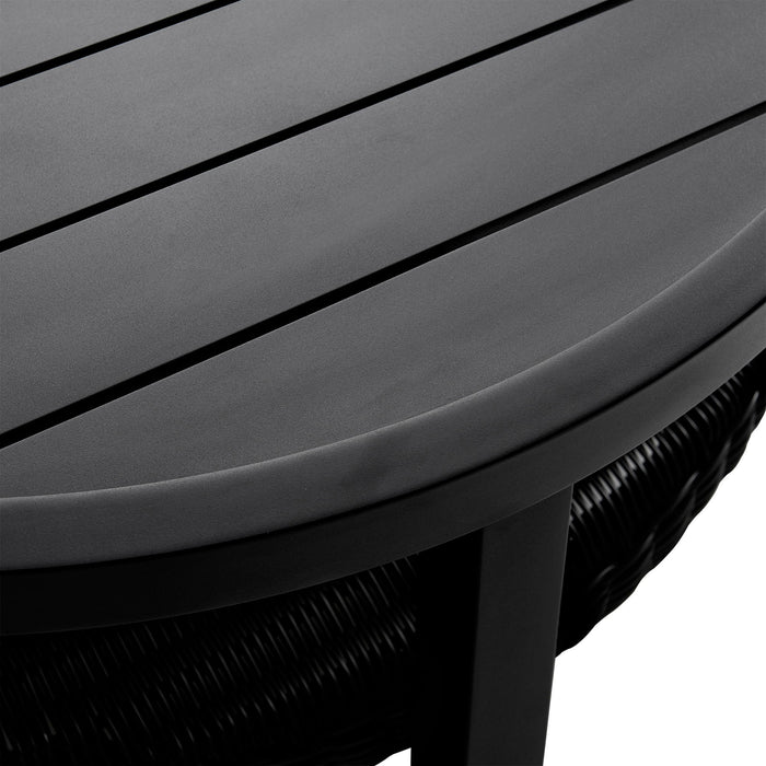 Cayman - Black Aluminum Outdoor Round Conversation Table With Wicker Shelf - Simple Home Plus