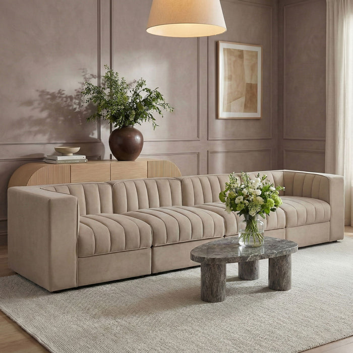 Rummi - Velvet Performance Fabric Upholstered 4 Piece Modular Sofa - Simple Home Plus